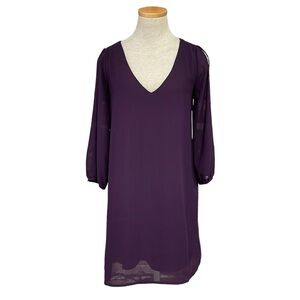 Lulu's Dress NWT Purple Eggplant Shift 3/4 Sleeve Size Small